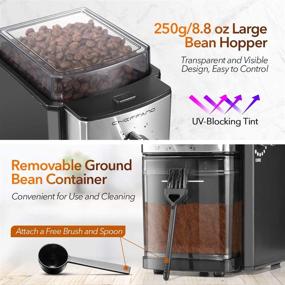 img 1 attached to ☕ CHEFFANO Electric Coffee Bean Grinder - Conical Burr Grinder with 1500W Power, 8.8oz Large Bean Hopper, 17 Grinding Settings, and Up to 12 Cups Capacity for Espresso, French Press, Percolator Maker