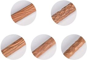 img 3 attached to 🧵 Set of 5 Wooden Handle Pottery Tools Clay Modeling Pattern Rollers Kit Brown - Lzttyee