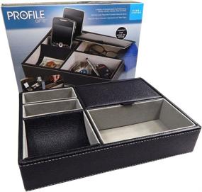 img 4 attached to 📁 10 Inch Black Leatherette Valet Tray with 5 Compartments - Profile Gifts