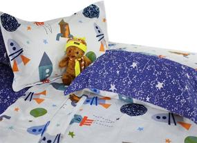 img 1 attached to Brandream Kids Boys Twin Size Bedding Sheets Set 100% Cotton Outer Space Galaxy Bedding - Flat Sheet Fitted Sheet Pillowcase Set of 4