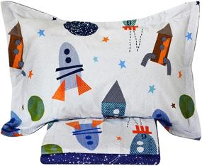 img 2 attached to Brandream Kids Boys Twin Size Bedding Sheets Set 100% Cotton Outer Space Galaxy Bedding - Flat Sheet Fitted Sheet Pillowcase Set of 4