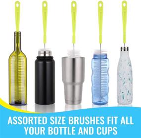 img 2 attached to 🧴 Bottle Cleaning Brush Set for Washing Narrow Neck Beer Bottles, Thermos, S’Well, Hydro Flask, Contigo Sports Water Bottles and More - Long Handle Brush with Straw Brush, Kettle Spout/Lid Cleaner Brushes