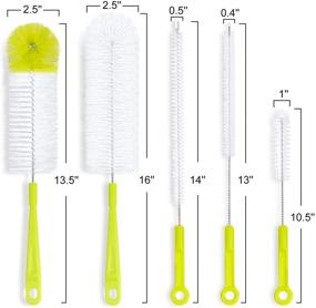 img 3 attached to 🧴 Bottle Cleaning Brush Set for Washing Narrow Neck Beer Bottles, Thermos, S’Well, Hydro Flask, Contigo Sports Water Bottles and More - Long Handle Brush with Straw Brush, Kettle Spout/Lid Cleaner Brushes