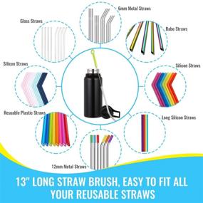 img 1 attached to 🧴 Bottle Cleaning Brush Set for Washing Narrow Neck Beer Bottles, Thermos, S’Well, Hydro Flask, Contigo Sports Water Bottles and More - Long Handle Brush with Straw Brush, Kettle Spout/Lid Cleaner Brushes