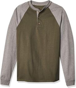 img 4 attached to 👕 Hanes Sleeve Raglan Henley Heather: Trendy Comfort for Everyday Style