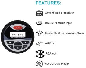 img 3 attached to 🚤 Herdio Marine Bluetooth Stereo Package with 4 Inches Round Marine Ceiling Flush Wall Mount Speakers – Perfect for Boat, Yacht, and Outdoor Entertainment