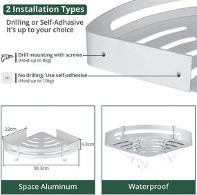 img 1 attached to 🔩 Efficient JiGiU Adhesive Corner Shelf: Bath, Kitchen, and Bathroom Organizer - Wall Mounted, No Drilling Needed (2 Pack)