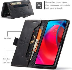 img 1 attached to 📱 PU Leather Wallet Case for Moto G Stylus 5G 2021, Folio Flip Cover with Card Holder, Stand, Kickstand, Magnetic Closure - Shockproof Phone Protector for Motorola Moto G Stylus 5G 2021 (Black)