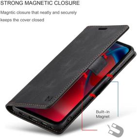 img 2 attached to 📱 PU Leather Wallet Case for Moto G Stylus 5G 2021, Folio Flip Cover with Card Holder, Stand, Kickstand, Magnetic Closure - Shockproof Phone Protector for Motorola Moto G Stylus 5G 2021 (Black)