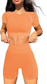 img 4 attached to 🏋️ OYS Women's Seamless Workout Set: High Waisted Yoga Gym Shorts & Crop Top Outfit