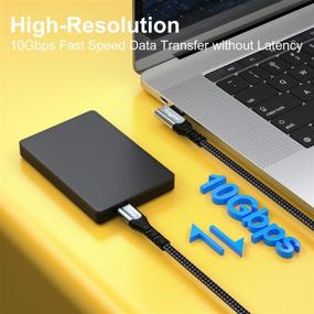 img 3 attached to Fasgear USB-C to USB C Кабель 100W: 3фт 90° Тип C 3.1 Gen 2 Шнур, Синхронизация Данных 10Gbps, Чип E-Marker - Быстрая Зарядка для MacBook, Pixelbook, Galaxy S20 и SSD (Черный)