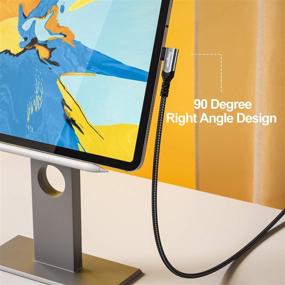 img 1 attached to Fasgear USB-C to USB C Кабель 100W: 3фт 90° Тип C 3.1 Gen 2 Шнур, Синхронизация Данных 10Gbps, Чип E-Marker - Быстрая Зарядка для MacBook, Pixelbook, Galaxy S20 и SSD (Черный)