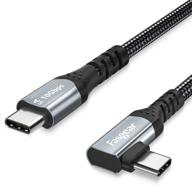 fasgear usb-c to usb c кабель 100w: 3фт 90° тип c 3.1 gen 2 шнур, синхронизация данных 10gbps, чип e-marker - быстрая зарядка для macbook, pixelbook, galaxy s20 и ssd (черный) логотип