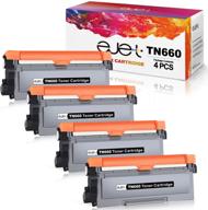 ⚫️ ejet compatible tn660 toner cartridges for brother printers - tn-660 tn630 - hl-l2340dw hl-l2300d hl-l2380dw mfc-l2700dw l2740dw dcp-l2540dw l2520dw hl-l2320d mfc-l2720dw l2740dw printer tray - pack of 4 black logo