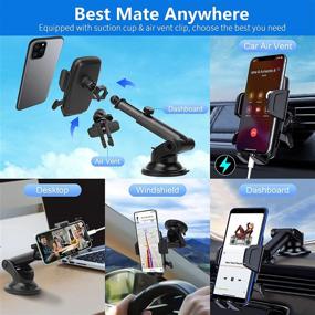 img 3 attached to Universal Car Phone Mount Holder - Dashboard Windshield Air Vent Hands-Free Clip with Strong Suction - Compatible with iPhone, Samsung, Moto, Huawei, Nokia, LG, and All Smartphones (Upgrade)