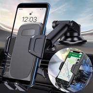 universal car phone mount holder - dashboard windshield air vent hands-free clip with strong suction - compatible with iphone, samsung, moto, huawei, nokia, lg, and all smartphones (upgrade) logo