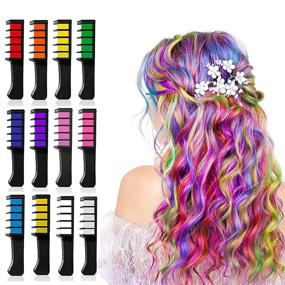 img 4 attached to 🎨 12 color hair chalk for girls - Temporary washable hair color makeup for kids' Christmas gifts, cosplay, Halloween, and party supplies