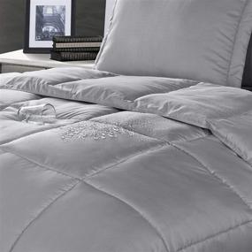 img 1 attached to Lotus Home Silver Full/Queen Comforter Mini Set - Water & Stain Resistant