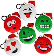 🎄 enhance your christmas with kreative emoji holiday plush keychains - set of 12 clip-on emoticon stocking stuffers логотип