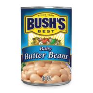 🍲 bush's best canned baby butter beans (12-pack), plant-based protein & fiber source, low-fat, gluten-free, 15.5 oz logo