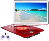 📀 yoohoo 16.9'' portable dvd player: remote control, 14.1'' hd swivel screen, 6 hours battery, sd card & usb support, red logo