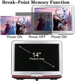 img 1 attached to 📀 YOOHOO 16.9'' Portable DVD Player: Remote Control, 14.1'' HD Swivel Screen, 6 Hours Battery, SD Card & USB Support, Red
