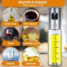 img 2 attached to 🍑 100ml Zesty Peach Oil Sprayer with Scale and Funnel - Transparent Olive Oil Spray Bottle for BBQ, Baking, Frying, Roasting - Refillable Liquid Dispenser for Oil Control Diet