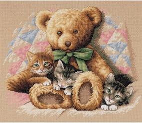 img 1 attached to 🐱 DIMENSIONS 'Teddy & Kittens' Counted Cross Stitch Kit, 14 Count Beige Aida, 14" x 12" - Immersive Crafts Project for All Skill Levels