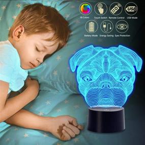 img 1 attached to 🐶 Urwise Pug 3D Night Light Lamp: 16-Color Changing Remote Control Decor for Kids, Boys, Girls – Perfect Birthday or Christmas Gift (3238)