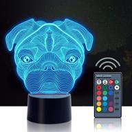 🐶 urwise pug 3d night light lamp: 16-color changing remote control decor for kids, boys, girls – perfect birthday or christmas gift (3238) логотип