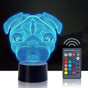 img 4 attached to 🐶 Urwise Pug 3D Night Light Lamp: 16-Color Changing Remote Control Decor for Kids, Boys, Girls – Perfect Birthday or Christmas Gift (3238)