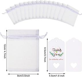 img 3 attached to 🎁 White Organza Gift Bags with Angel Design Keychain Favors and 'Thank You' Kraft Tags for Baby Shower, Wedding, and Birthday