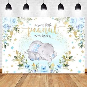 img 2 attached to Adorable Baby Boy Elephant Baby Shower Backdrop: Blue Floral Sweet Little Peanut is on His Way - Perfect for Captivating Elephant Party Photos!