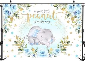 img 3 attached to Adorable Baby Boy Elephant Baby Shower Backdrop: Blue Floral Sweet Little Peanut is on His Way - Perfect for Captivating Elephant Party Photos!