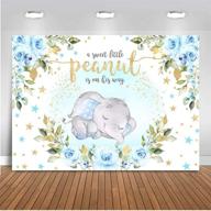 adorable baby boy elephant baby shower backdrop: blue floral sweet little peanut is on his way - perfect for captivating elephant party photos! logo