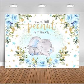 img 4 attached to Adorable Baby Boy Elephant Baby Shower Backdrop: Blue Floral Sweet Little Peanut is on His Way - Perfect for Captivating Elephant Party Photos!