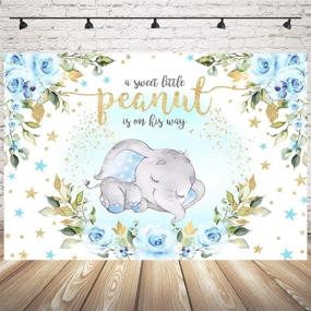 img 1 attached to Adorable Baby Boy Elephant Baby Shower Backdrop: Blue Floral Sweet Little Peanut is on His Way - Perfect for Captivating Elephant Party Photos!