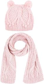 img 4 attached to Согрейтесь с помощью комплекта UNDER ZERO 🧣 Розовая зимняя милая шапка с шарфом для девочек UO