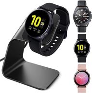 buy nanw charger dock compatible with samsung galaxy watch 4/watch 4 classic/watch 3/active 2/active, usb cable dock stand for galaxy watch 4 - black logo
