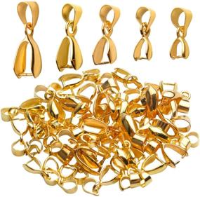 img 4 attached to Gold Aylifu Pendant Clasps - 50pcs 💎 Pinch Clasp Bail Clip for Jewelry Making Supplies