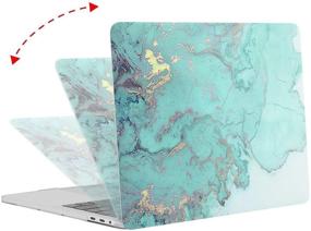 img 1 attached to 📚 MOSISO MacBook Pro 13 inch Case 2016-2020, A2338 M1 A2289 A2251 A2159 A1989 A1706 A1708, Plastic Watercolor Marble Hard Case with Keyboard Cover, Screen Protector, and Pouch - Green