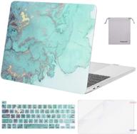 📚 mosiso macbook pro 13 inch case 2016-2020, a2338 m1 a2289 a2251 a2159 a1989 a1706 a1708, plastic watercolor marble hard case with keyboard cover, screen protector, and pouch - green logo