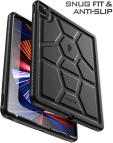 img 1 attached to Poetic TurtleSkin Heavy Duty Case for iPad Pro 12.9 2020/2018 - Rugged Shockproof Protection, Kids Friendly Silicone Cover - Black