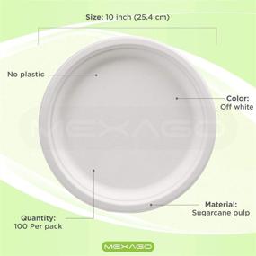 img 3 attached to 🌿 Mexago Eco-Friendly Round Compostable Plates - 10 inch, 100 Count - Natural Sugarcane Bagasse Alternative to Paper Plates