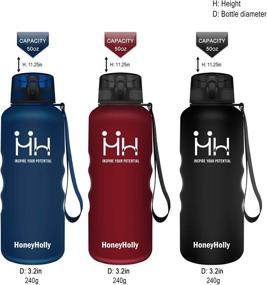 img 1 attached to 🍯 HoneyHolly Water Bottle with Time Marker: Leakproof BPA-Free Reusable Tritan Plastic Sports Water Bottles with Filter, Ideal for Kids School Fitness Bike Camping Hiking - Choose from 350/500/800ml/1L