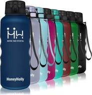 🍯 honeyholly water bottle with time marker: leakproof bpa-free reusable tritan plastic sports water bottles with filter, ideal for kids school fitness bike camping hiking - choose from 350/500/800ml/1l логотип