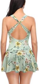 img 3 attached to SHEKINI Crossback Swimsuit Swimdress Mahanttan Women's Clothing