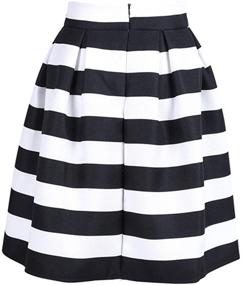 img 3 attached to 👗 Chic Women's Color Block Houndstooth Print High Waist Pleated Skater Midi Skirt: A Stylish Statement Piece