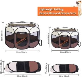 img 3 attached to 🐾 Hopeseily Pet Playpen Folding Exercise Kennel with Removable Mesh Shade Cover - Foldable & Portable Fence for Dogs, Cats, and Puppies (M)
