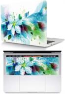 🌸 hrh 2 in 1 blue watercolor flowers laptop cover set - hard case pc shell and silicone keyboard cover for macbook new pro 15 with touch bar a1707 a1990 (2018 2017 2016 release) logo